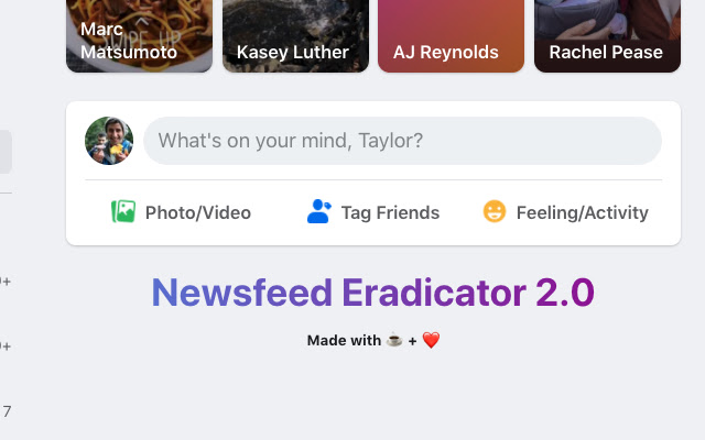 Newsfeed eradicator 2.0  from Chrome web store to be run with OffiDocs Chromium online