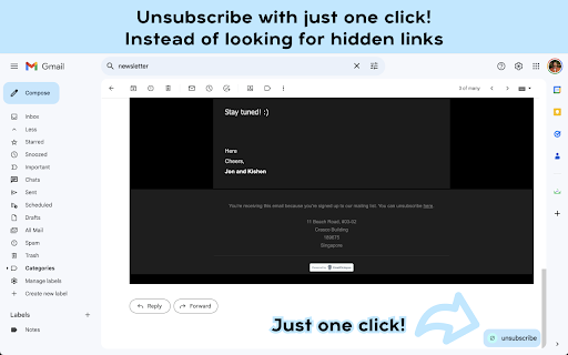 Newsletters Unsubscribe  from Chrome web store to be run with OffiDocs Chromium online