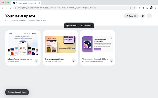 new.space for Chrome  from Chrome web store to be run with OffiDocs Chromium online