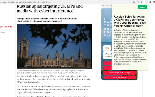 News summary  from Chrome web store to be run with OffiDocs Chromium online