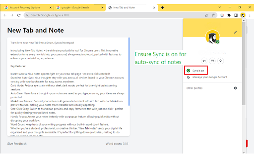 New Tab and Note  from Chrome web store to be run with OffiDocs Chromium online
