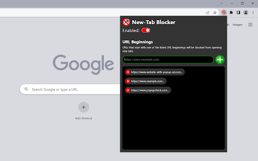 New Tab Blocker  from Chrome web store to be run with OffiDocs Chromium online