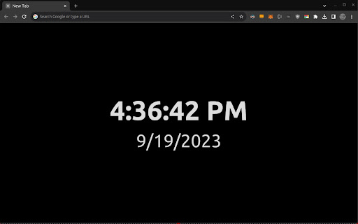 New Tab Clock  from Chrome web store to be run with OffiDocs Chromium online