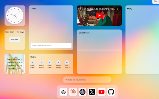 NewTab Dash Ultimate LifeOS by Subthread AI  from Chrome web store to be run with OffiDocs Chromium online