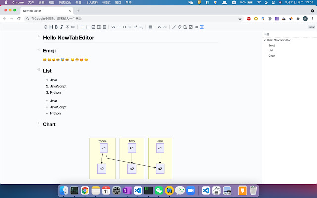 অনলাইনে OffiDocs Chromium-এর সাথে চালানো হবে Chrome ওয়েব স্টোর থেকে NewTab Editor