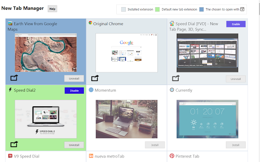 New Tab Manager  from Chrome web store to be run with OffiDocs Chromium online
