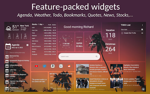 New Tab Page Extension  from Chrome web store to be run with OffiDocs Chromium online
