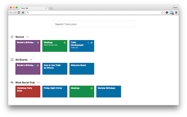 New Tab Page for Trello  from Chrome web store to be run with OffiDocs Chromium online