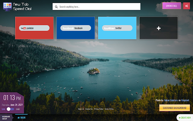 New Tab Speed Dial Extension  from Chrome web store to be run with OffiDocs Chromium online