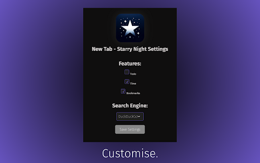 New Tab Starry Night  from Chrome web store to be run with OffiDocs Chromium online