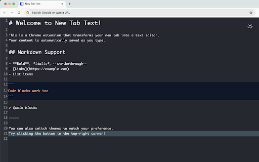 New Tab Text  from Chrome web store to be run with OffiDocs Chromium online