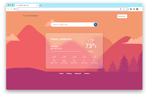 New Tab Weather  from Chrome web store to be run with OffiDocs Chromium online