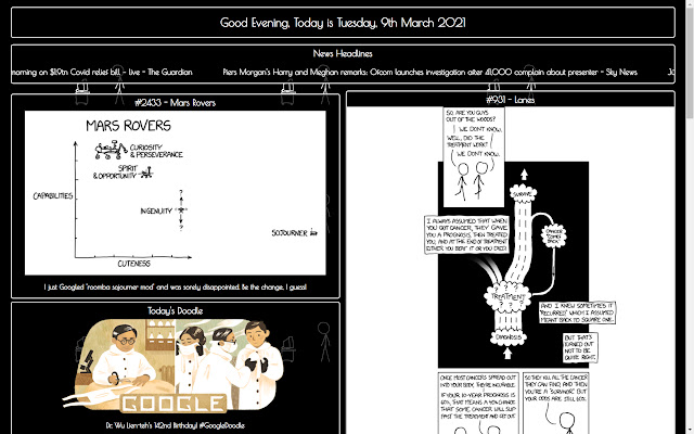 New Tab xkcd comics theme  from Chrome web store to be run with OffiDocs Chromium online
