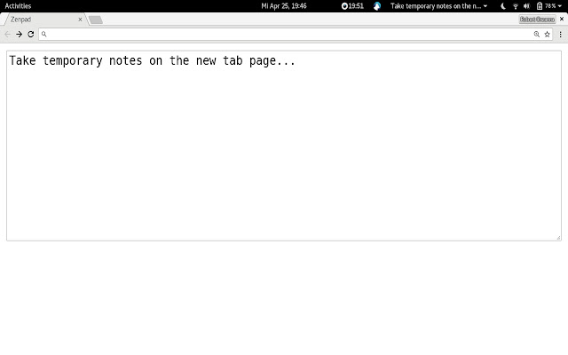 New Tab (Zen) Notepad  from Chrome web store to be run with OffiDocs Chromium online