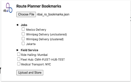 NextBillion.ai Route Optimization Sample Loader  from Chrome web store to be run with OffiDocs Chromium online