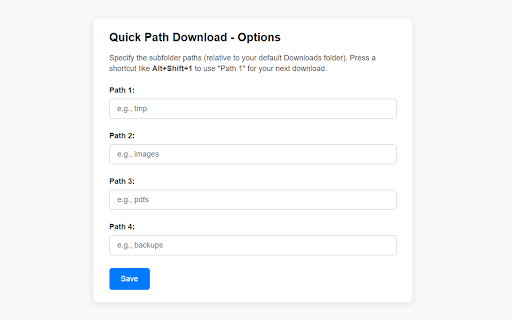 Next Download Path Quick Select  from Chrome web store to be run with OffiDocs Chromium online