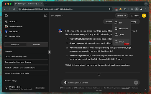 NextGPT – Your Next ChatGPT Experience  from Chrome web store to be run with OffiDocs Chromium online