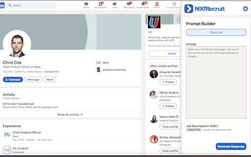NEXT Recruit  from Chrome web store to be run with OffiDocs Chromium online