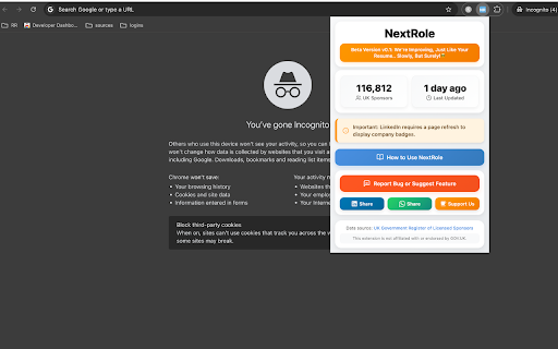 NextRole  from Chrome web store to be run with OffiDocs Chromium online