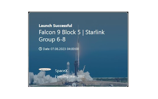 Next Space Launch  from Chrome web store to be run with OffiDocs Chromium online