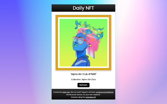 NFT of the Day app  from Chrome web store to be run with OffiDocs Chromium online