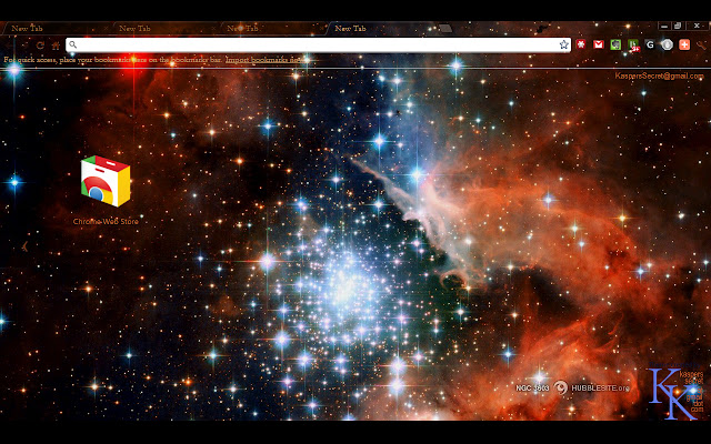 NGC 3603 Star Cluster Theme  from Chrome web store to be run with OffiDocs Chromium online