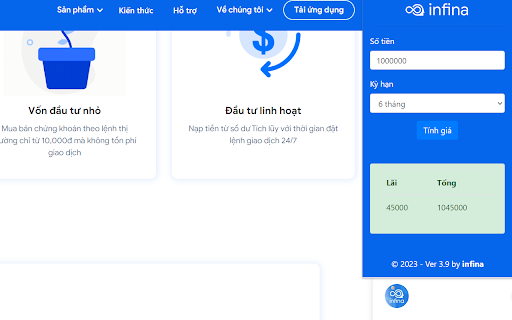 Ứng dụng chứng khoán  from Chrome web store to be run with OffiDocs Chromium online