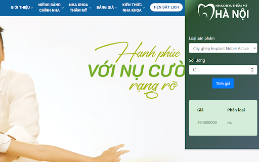 Nha Khoa Thẩm Mỹ Hà Nội  from Chrome web store to be run with OffiDocs Chromium online