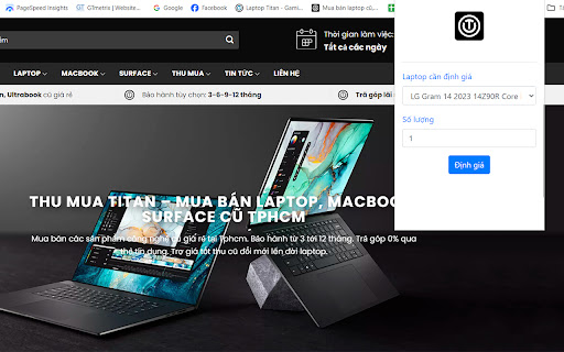 Định giá thu mua laptop cũ  from Chrome web store to be run with OffiDocs Chromium online