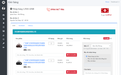Nhập hàng Linh Anh  from Chrome web store to be run with OffiDocs Chromium online