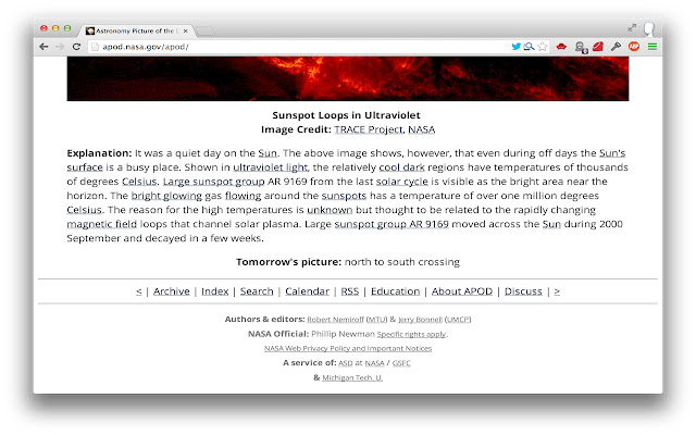 Nice APOD  from Chrome web store to be run with OffiDocs Chromium online