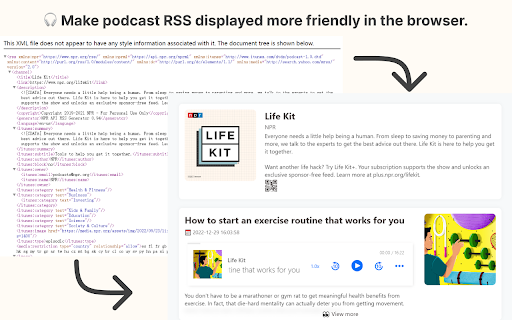 Nice Podcast RSS  from Chrome web store to be run with OffiDocs Chromium online