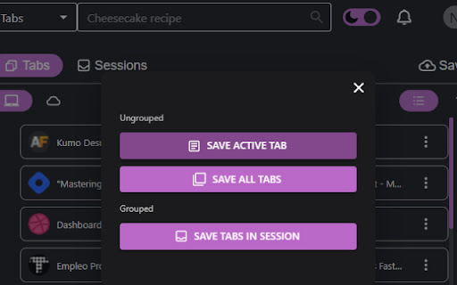 Niftytab  from Chrome web store to be run with OffiDocs Chromium online