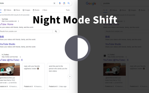 Night Mode Shift  from Chrome web store to be run with OffiDocs Chromium online