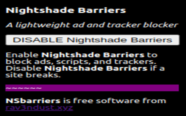 Nightshade Barriers  from Chrome web store to be run with OffiDocs Chromium online