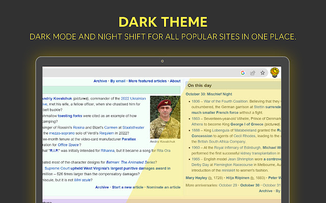 Night Shift Dark Reader mode  from Chrome web store to be run with OffiDocs Chromium online