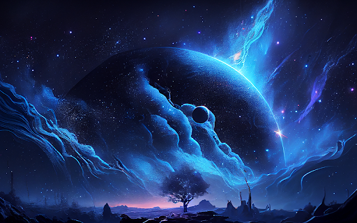 night sky glows with galaxy mystical silhouette  from Chrome web store to be run with OffiDocs Chromium online
