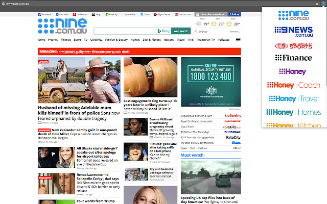Nine.com.au Homepage  Bookmarks  from Chrome web store to be run with OffiDocs Chromium online