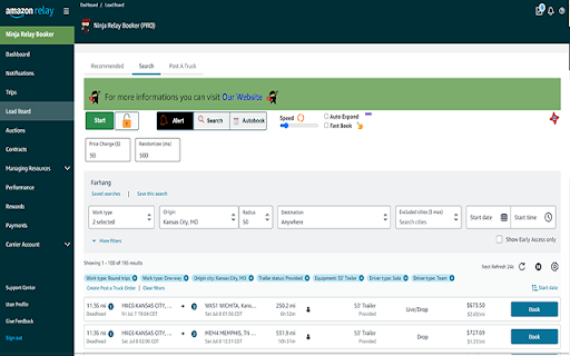 Ninja Relay Booker (PRO)  from Chrome web store to be run with OffiDocs Chromium online