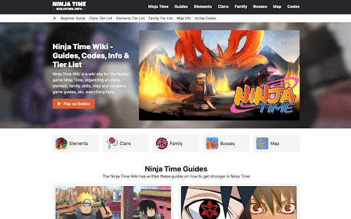 Ninja Time Wiki  from Chrome web store to be run with OffiDocs Chromium online