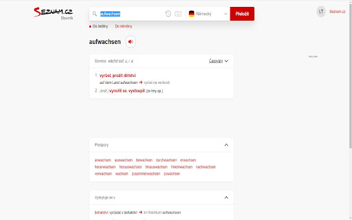Německý Seznam slovník vyhledáváč  from Chrome web store to be run with OffiDocs Chromium online