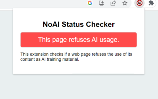 NoAI Status Checker  from Chrome web store to be run with OffiDocs Chromium online