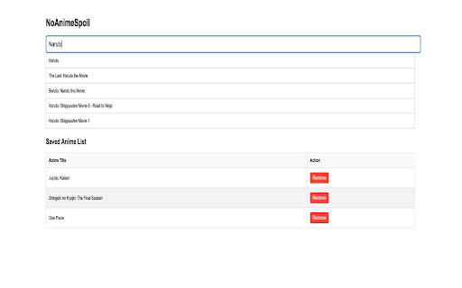 NoAnimeSpoil  from Chrome web store to be run with OffiDocs Chromium online