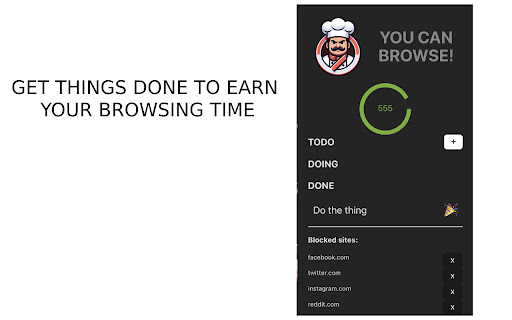 NoBrowseForYou!  from Chrome web store to be run with OffiDocs Chromium online
