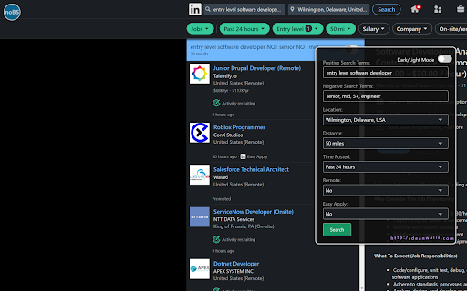 noBS LinkedIn Job Filter  from Chrome web store to be run with OffiDocs Chromium online