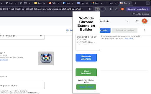 No Code Chrome Extension builder  from Chrome web store to be run with OffiDocs Chromium online