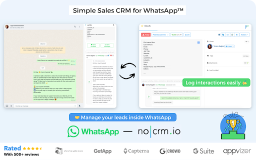 noCRM: Simple Sales CRM for WhatsApp™  from Chrome web store to be run with OffiDocs Chromium online