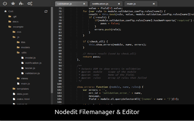 Nodedit  from Chrome web store to be run with OffiDocs Chromium online