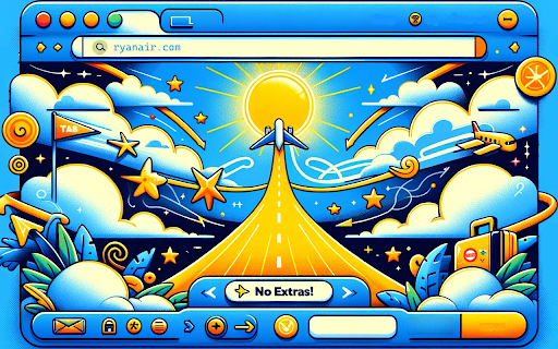 No extras, Ryanair  from Chrome web store to be run with OffiDocs Chromium online