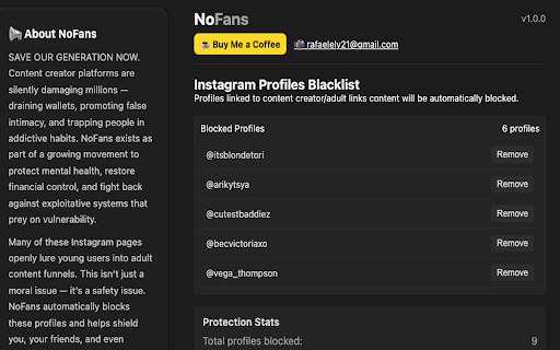 NoFans — Block OnlyFans Content  from Chrome web store to be run with OffiDocs Chromium online